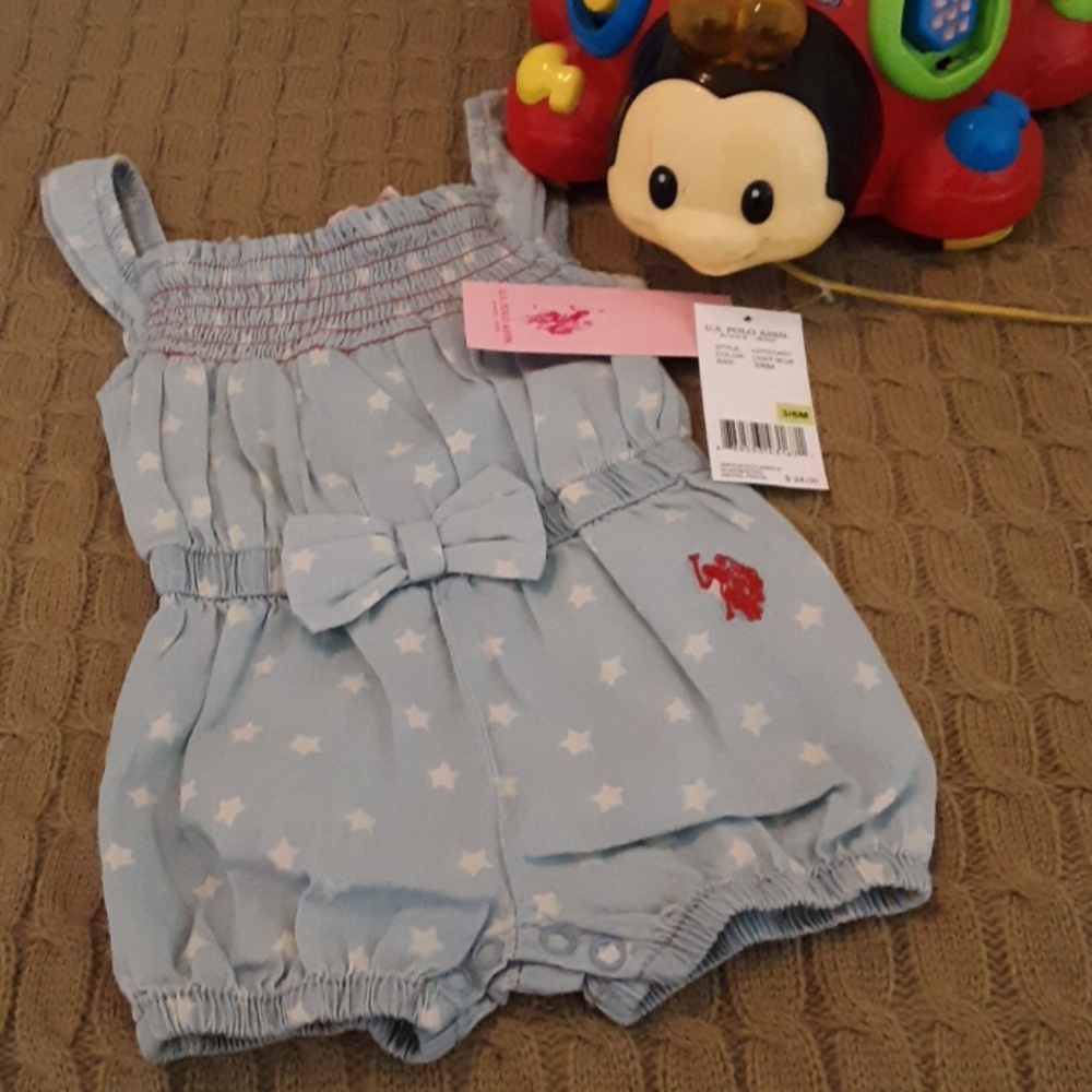 NWT Super Cute U.S. Polo Assn. 3/6M Romper Girls